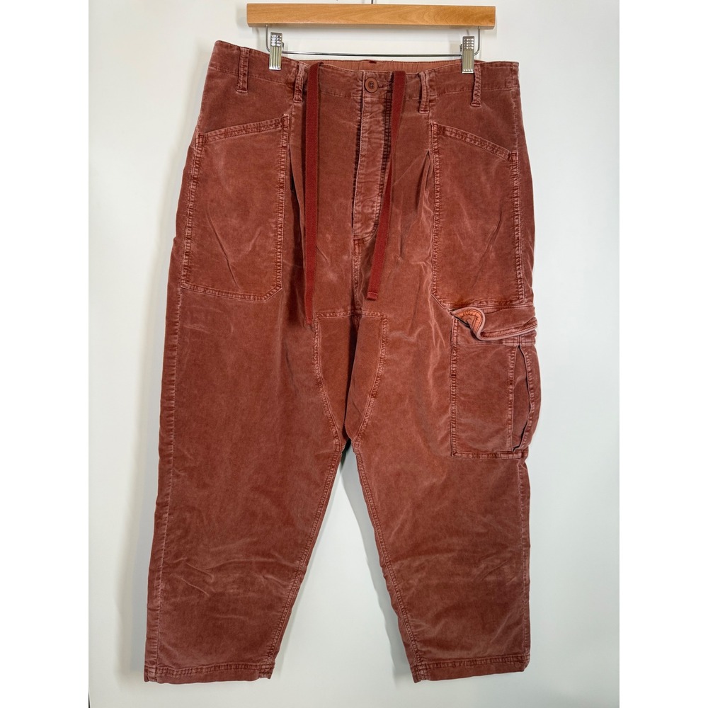 Free People Bay Breakers Corduroy Cargo Pants Womens XL Terracotta Drop Baggy - Picture 4 of 14
